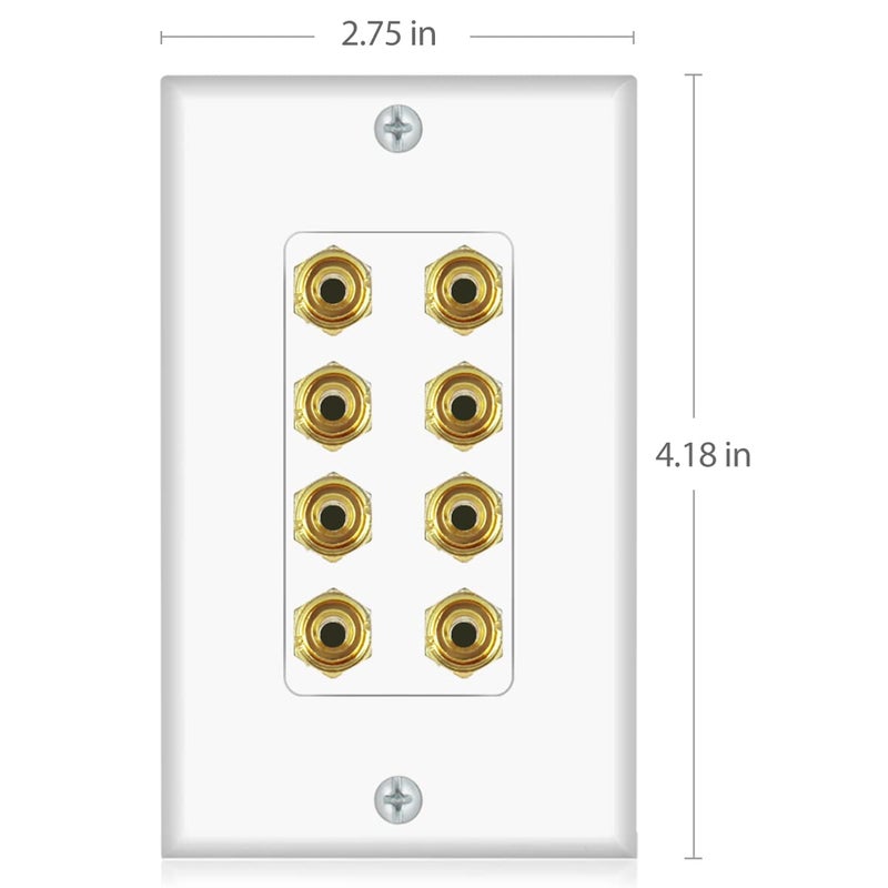 ICESPRING Banana Binding Post Two-Piece Coupler Inset Wall Plate for 4 Speakers Standard Single Gang White - Image 5